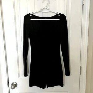 Black ribbed long sleeve onesie